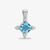 18ct White Gold Diamond And Blue Topaz Pendant HEERA DIAMONDS