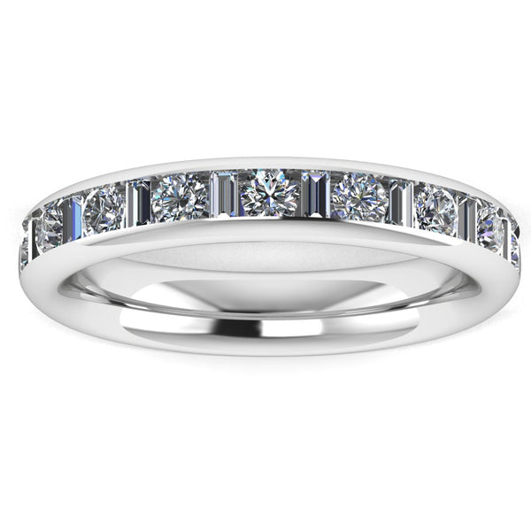 Round Baguette Diamond Channel Set Eternity Band Wedding Ring - HEERA DIAMONDS