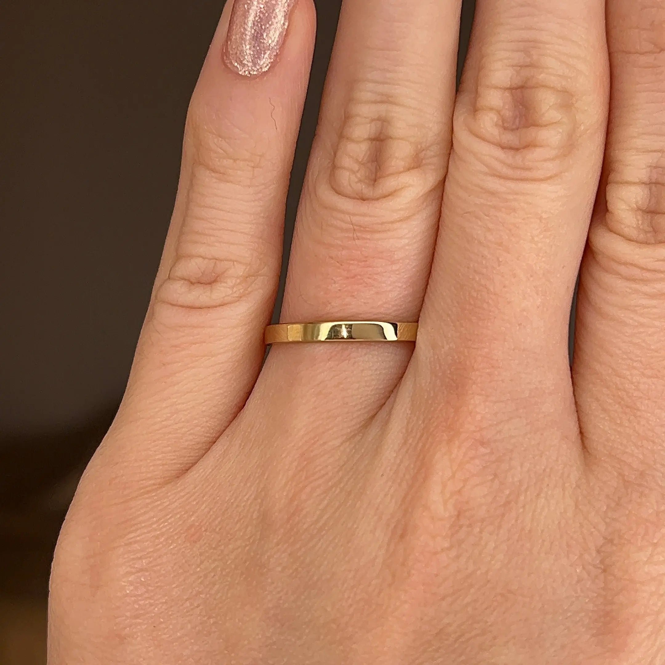 Womens 2mm Wedding Band 2mm Flat Wedding Band SZUL Women's 2mm