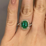 "Aarti" Emerald Halo Pave Ring - HEERA DIAMONDS