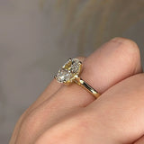 "Addison" Hidden Under Halo Oval Cut Diamond Yellow Gold Engagement Ring - HEERA DIAMONDS