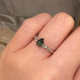 Alena Green Pear Cut Diamond Ring in 18k White Gold - HEERA DIAMONDS