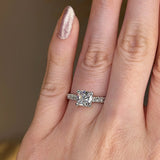 "Amina" Cushion Cut Diamond Scallop Set Diamond Band Engagement Ring DSCC02 - HEERA DIAMONDS