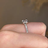 "Amina" Cushion Cut Diamond Scallop Set Diamond Band Engagement Ring DSCC02 - HEERA DIAMONDS