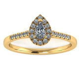 "Arlet" Halo Pear Cut Diamond Shoulder Engagement Ring HAPS06 - HEERA DIAMONDS