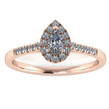 "Arlet" Halo Pear Cut Diamond Shoulder Engagement Ring HAPS06 - HEERA DIAMONDS