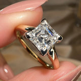 "Brooke" 2.50 Carat Solitaire Princess Cut Diamond Platinum Prongs Yellow Gold Band Engagement Ring - HEERA DIAMONDS