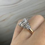 "Charlie" Emerald Cut 2 Carat Diamond Shoulder Yellow Gold Engagement Ring DSEC07 HEERA DIAMONDS