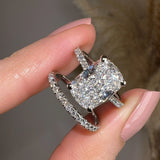 "Crussey" 5 Carat Cushion Cut Diamond Matching Bridal Set Engagement Ring HEERA DIAMONDS