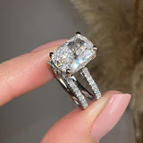 "Crussey" 5 Carat Cushion Cut Diamond Matching Bridal Set Engagement Ring HEERA DIAMONDS