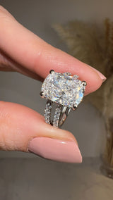 "Crussey" 5 Carat Cushion Cut Diamond Matching Bridal Set Engagement Ring HEERA DIAMONDS
