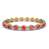 Cushion Shape 8.5 Carat Ruby Featuring Diamond Halo Bracelet BRHACCR - HEERA DIAMONDS