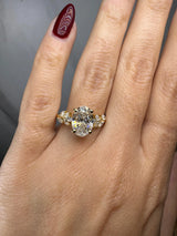 "Daisy" Oval Cut Under Halo with Marquise Cut Diamond Shoulder Engagement Ring HEERA DIAMONDS