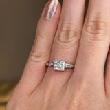 "Darcy" Three Stone Princess Cut with Emerald Cut Diamond Trilogy Engagement Ring 3SPC03 - HEERA DIAMONDS