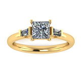 "Darcy" Three Stone Princess Cut with Emerald Cut Diamond Trilogy Engagement Ring 3SPC03 - HEERA DIAMONDS