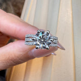"Diana" Round Cut 1.5 Carat Diamond Shoulder Platinum Engagement Ring DSRB12 HEERA DIAMONDS