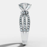 "Diana" Round Cut 1.5 Carat Diamond Shoulder Platinum Engagement Ring DSRB12 HEERA DIAMONDS