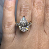 "Elizabeth" Three stone Pear Shape Diamond Trilogy Matching Bridal Set Engagement Ring HEERA DIAMONDS