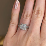 "Ezra" Square Halo Princess Cut Diamond Split Diamond Shoulder Engagement Ring HAPC01 - HEERA DIAMONDS