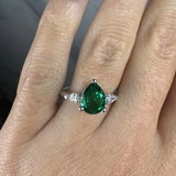 "Glenda" Three Stone Pear Cut Platinum Trilogy Engagement Ring 3SPS01E HEERA DIAMONDS