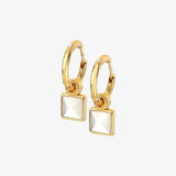 HD X JJ Calm Mother of Pearl Square Earrings Hot Diamonds