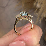"Hannah" Blue Round Cut Diamond Engagement Ring - HEERA DIAMONDS