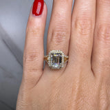 "Hazelena" Emerald Cut with Halo and Diamond Shoulder Engagement Ring HEERA DIAMONDS
