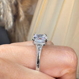 "Hope" Cushion Cut 3 Carat Trilogy Platinum Engagement Ring 3SCC04 HEERA DIAMONDS
