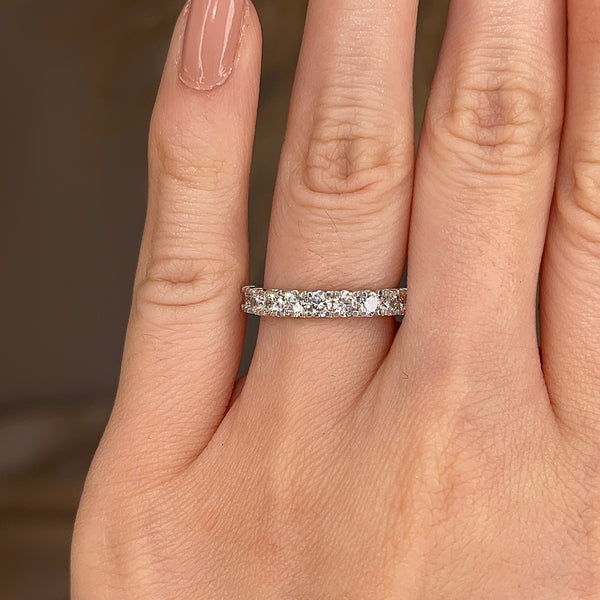 Natural Diamond Scallop Set Eternity Band Wedding Ring - HEERA DIAMONDS