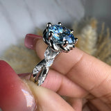 "Issabelle" Blue Round Cut and Marquise Diamond Shoulder Engagement Ring HEERA DIAMONDS