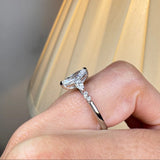 "Jasmine" Marquise Cut 1 Carat Diamond Shoulder Platinum Engagement Ring DSMC05- Side View