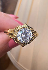 "July" Round Cut 1 Carat Solitaire 18k Yellow Gold Engagement Ring SSRB44 HEERA DIAMONDS