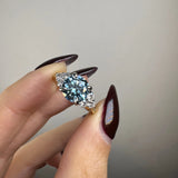 "Kiara" Round Cut Blue Diamond 2.5 Carat Diamond Shoulder Yellow Gold Engagement Ring HEERA DIAMONDS