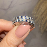 "Lucille" Irregular Crossover Zig Zag Blue and White Diamond Eternity Ring - HEERA DIAMONDS