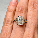 "Lunar" Radiant Cut 3 carat Diamond Shoulder 18kt Yellow Gold Engagement Ring HEERA DIAMONDS