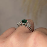 "Miles" Trilogy Green Oval Cut Emerald Diamond Engagement Ring - HEERA DIAMONDS