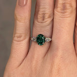 "Miles" Trilogy Green Oval Cut Emerald Diamond Engagement Ring - HEERA DIAMONDS