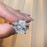 "Muse" Radiant Cut 3 Carat Trilogy 18K Yellow Gold Engagement Ring HEERA DIAMONDS
