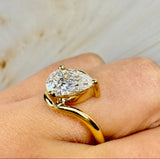 "Mystic" Solitaire 2 Carat Pear Shape 18 KT Yellow Gold Engagement Ring SSPS04 HEERA DIAMONDS