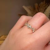 "Nahla" 1 Carat Pear Cut Diamond 18K Yellow Gold Foliage Half Eternity Ring - HEERA DIAMONDS