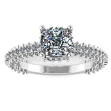 "North" Cushion Cut Diamond Hidden Under Halo Pave Diamond Shoulders Engagement Ring UHCC01 - HEERA DIAMONDS