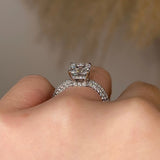 "North" Cushion Cut Diamond Hidden Under Halo Pave Diamond Shoulders Engagement Ring UHCC01 - HEERA DIAMONDS