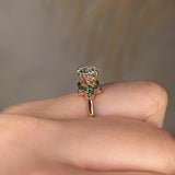 "Orla" Floral Round Brilliant Cut Diamond Green Leaf Marquise Emerald Engagement Ring - HEERA DIAMONDS