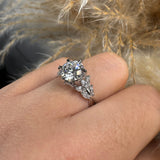 "Rosa" Round Cut and Marquise Diamond Shoulder Engagement Ring HEERA DIAMONDS