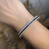 Round Brilliant 4.05 Carat Sapphire and Diamond 3 Rows Bangle BAN1S HEERA DIAMONDS
