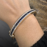 Round Brilliant 4.05 Carat Sapphire and Diamond 3 Rows Bangle BAN1S HEERA DIAMONDS