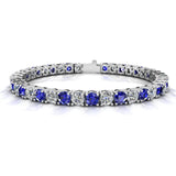 Round Brilliant Diamond and Sapphire 4 Claw Bracelet BRDS45345 - HEERA DIAMONDS