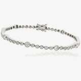 Round Cut Diamond Staggered Line Tennis Bracelet in Rub Over Setting HEERA