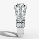 "Samara" Halo 1.25 Carat Cushion Cut Three Row Diamond Shoulder Platinum Engagement Ring HEERA DIAMONDS