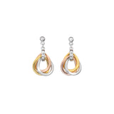 Trio Teardrop Earrings - Rose and Gold Plate Accents Hot Diamonds